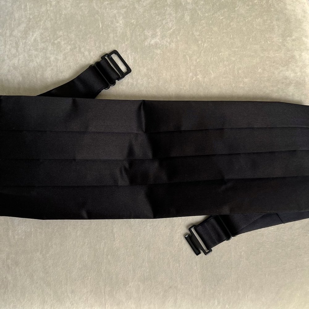 Silk Cummerbund, Black Satin Silk, Saks Fifth Avenue